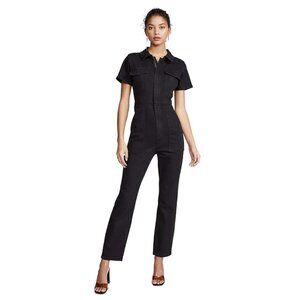 Good American GMJS126 Women's Sz 3 (L) Black Fit For Success Denim Jumpsuit